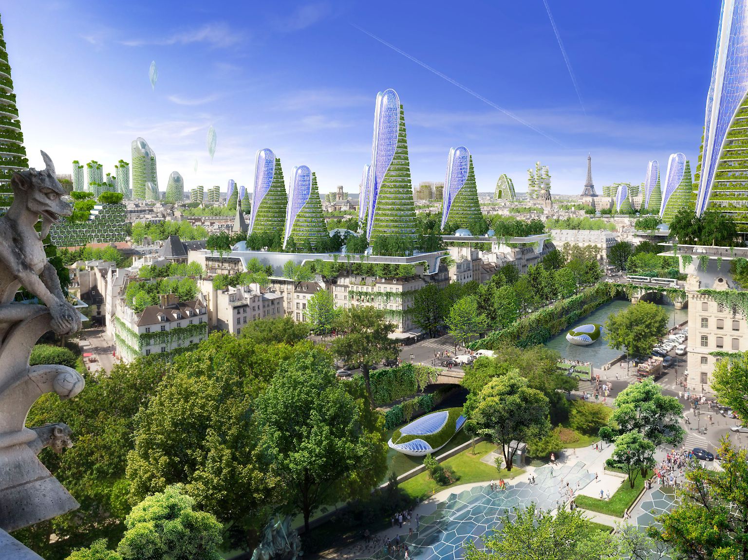 Einen der radikalsten Entwürfe für eine Stadt der Zukunft liefert der visionäre belgische Architekt Vincent Callebaut mit seiner Utopie "2050 Paris Smart City". Bei dieser wird Ökologie und Nachhaltigkeit groß geschrieben - etwa durch die Vermeidung von Treibhausgasen. Um dieses Ziel zu erreichen, hat Callebaut unter anderem ...