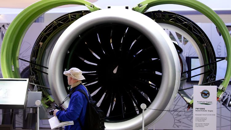 Hinter der Nabe sitzt ein Planetengetriebe: Im ultramodernen PW1000G-Triebwerk sehen die Flugzeughersteller die Zukunft.