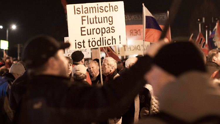 Pegida-Demonstranten in Dresden. Viele haben wirklich Angst vor Muslimen und glauben, dass in Deutschland die Scharia eingeführt wird.