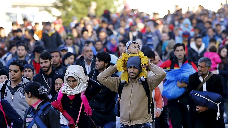 Flüchtlinge an der slowenisch-österreichischen Grenze.