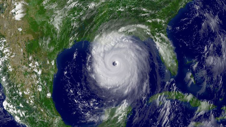 Erwartbare Folgen des Klimawandels: Mehr extreme Wetterereignisse wie etwa Hurrikan "Katrina" (Satellitenbild aus dem August 2005).