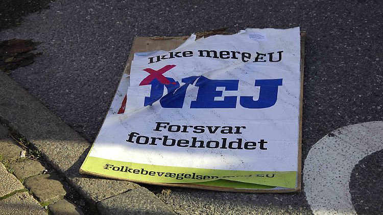 Plakat für ein "Nej" - ein "Nein" - bei der Abstimmung.