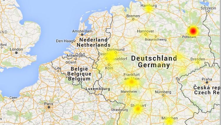 Die Live-Karte von "Allestörungen.de" zeigt, wo die meisten Störungen der Telekom-Netze auftreten.