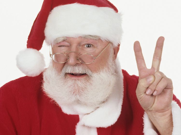 Nur ein Scherz: Dem Weihnachtsmann geht es offensichtlich blendend.
