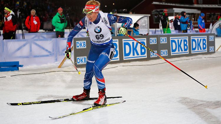Die Tschechin Gabriela Soukalova sprintet zu ihrem neunten Weltcupsieg.