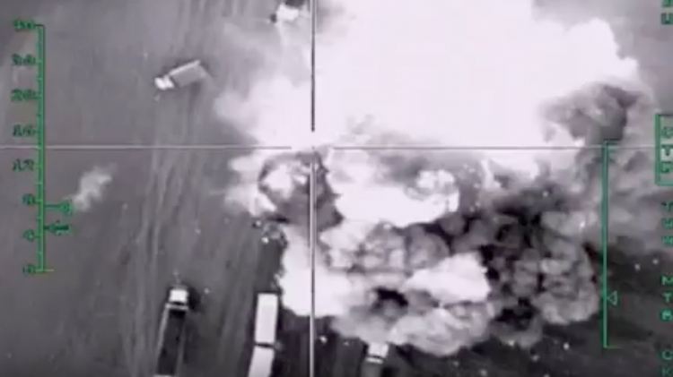 Aufnahme eines russischen Luftangriffs nahe Aleppo.