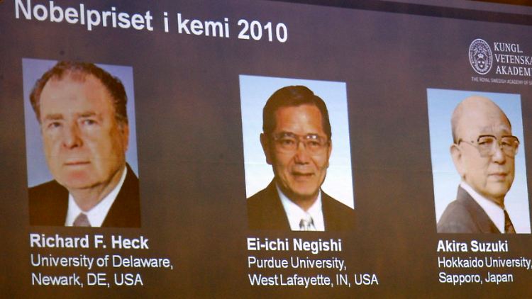 Die Preisträger in der Präsentation des Nobelkomitees.