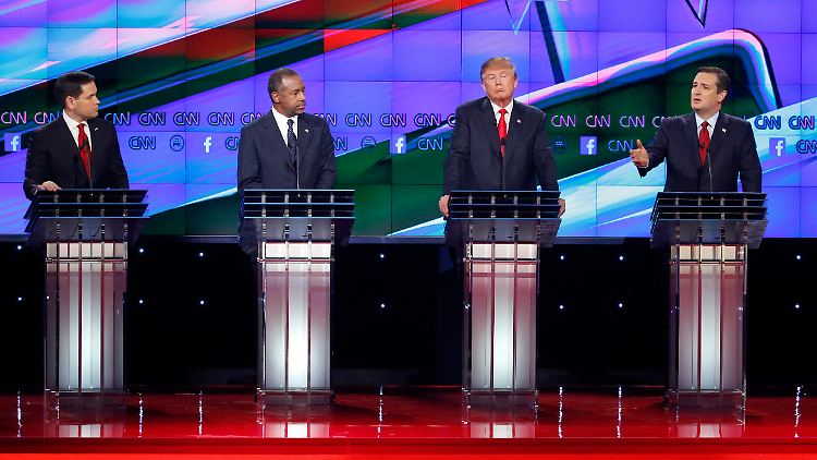 Rubio, Carson, Trump und Cruz (von links nach rechts) schenkten einander nichts.