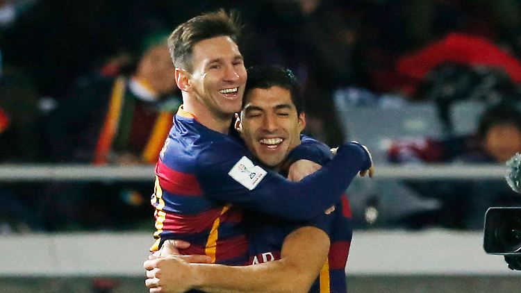 Welch' Freude: Lionel Messi und Luis Suárez.