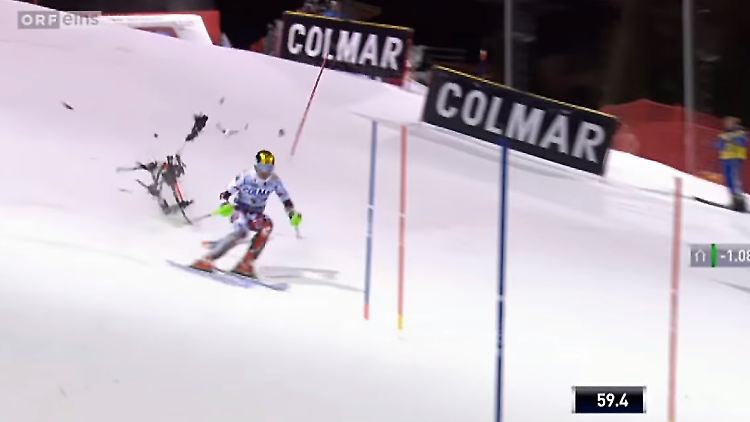 Marcel Hirscher hatte unglaubliches Glück: Nur wenige Sekunden trennten ihn vom Zusammenstoß mit einer Drohne.