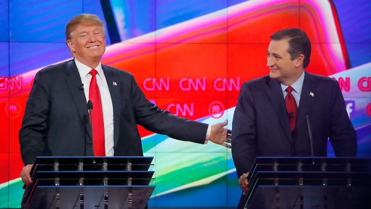 Gegen die republikanische Elite: Trump und Cruz bei der jüngsten Debatte der republikanischen Präsidentschaftsbewerber.