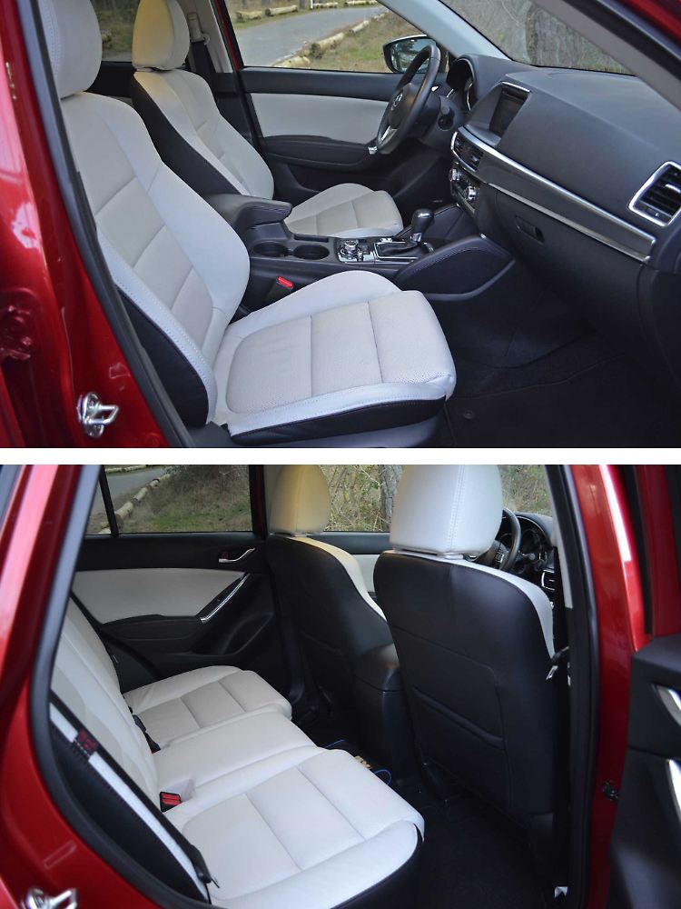 Die Weiß-Schwarz-Kombination sieht schick aus, hat aber mit 2000 Euro auch ihren Preis im Mazda CX-5.