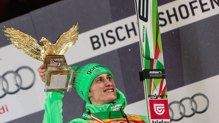 Endlich ganz oben: Peter Prevc belohnt sich mit einem großen Titel.