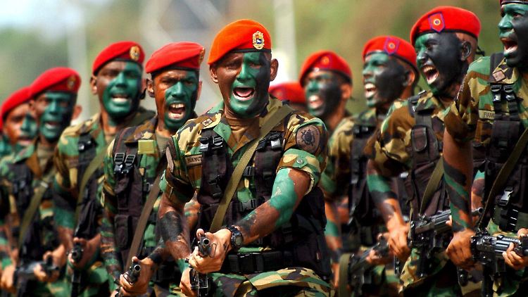 Soldaten am "Tag der Armee": Die Armee steht loyal hinter dem sozialistischen Präsidenten.