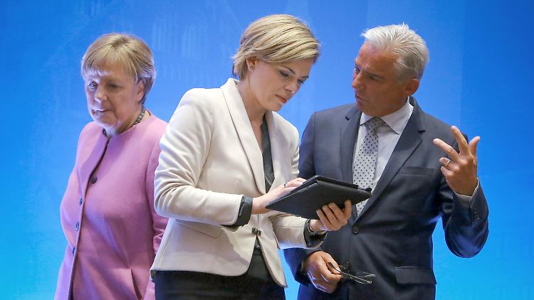 Bundeskanzlerin Merkel und die CDU-Vorstandsmitglieder Klöckner und Strobl in Mainz.