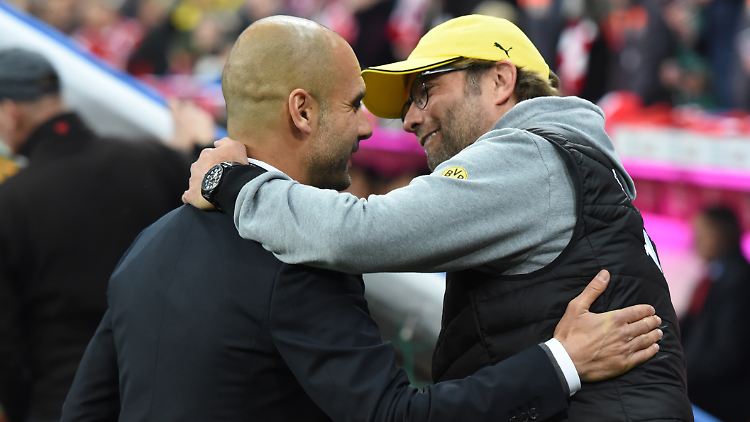 Kennen sich schon ganz gut aus der Bundesliga: Ex-Dortmund-Coach Klopp (rechts) und Noch-Bayern-Trainer Guardiola