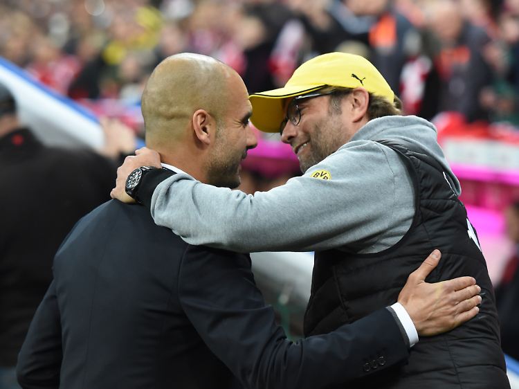 Bald wieder vereint, allerdings in England statt Deutschland: Guardiola und Ex-BVB-Coach Jürgen Klopp, jetzt beim FC Liverpool tätig.