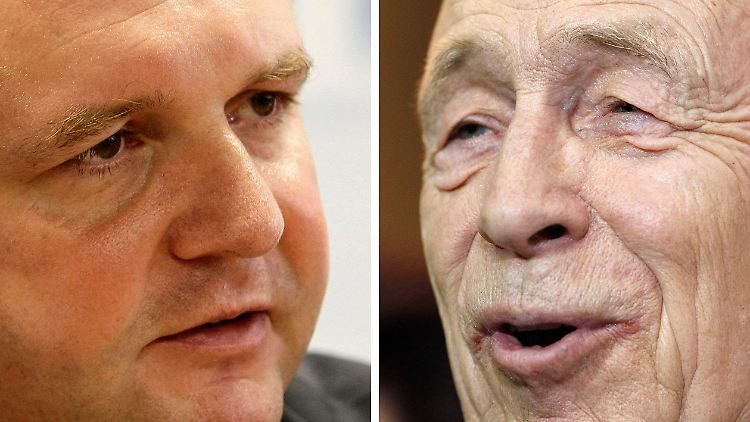 Mappus (l) und Geißler. Worin wird die "Schlichtung" bestehen? Einen halben Bahnhof gibt es nicht.