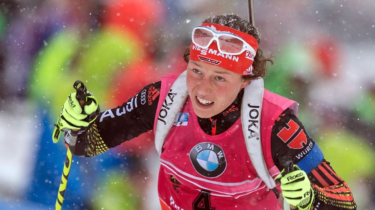 Laura Dahlmeier wurde auf der Schlussgerade noch abgefangen.