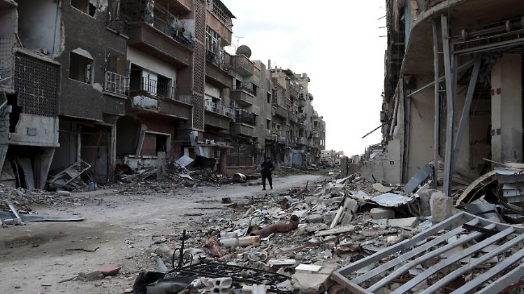 Zerstörung überall in Syrien, wie hier in Jobar, einem Vorort von Damaskus.