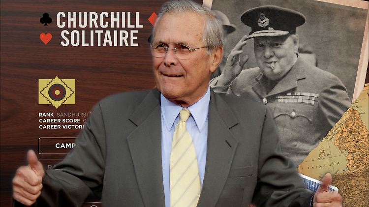 Rumsfeld hat die Entwickler von Churchill Solitaire mit Memos bombardiert..
