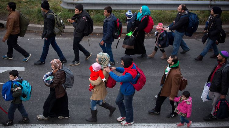 Viele Flüchtlinge erreichen Österreich über den Grenzübergang Spielberg an der Grenze zu Slowenien.