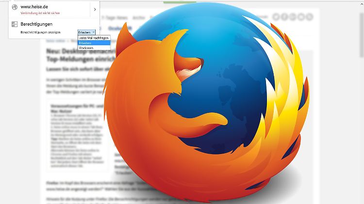 Push-Benachrichtigungen verschickt Firefox 44 auch ohne offene Tabs. 