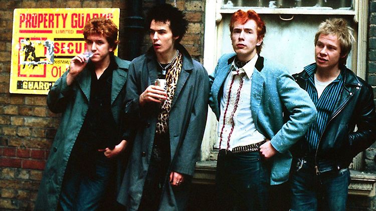 Die "Sex Pistols" 1978 in London: Gitarrist Steve Jones, Bassist Sid Vicious, Sänger Johnny Rotten und Schlagzeuger Paul Cook.