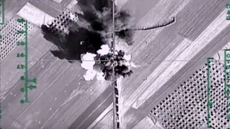 Aufnahme der aktuellen russischen Luftangriffe in Aleppo.