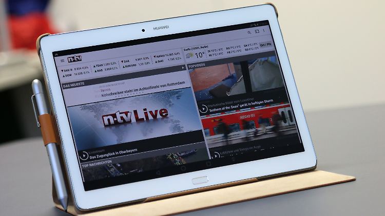 Die zweispaltige Darstellung macht Apps wie n-tv auf dem Mediapad angenehm lesbar.