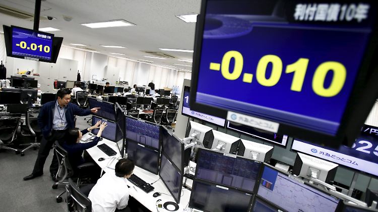 Rendite unter Null: In Japan tritt die Unsicherheit an den Märkten im Anleihenhandel offen zutage.