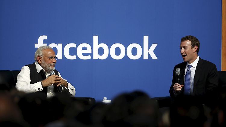 Facebook-Gründer Mark Zuckerberg (li.) mit Indiens Premierminister Narendra Modi.