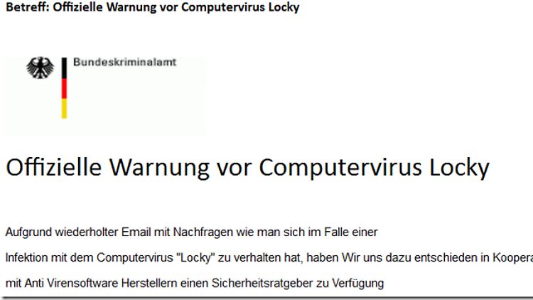 Nur auf den ersten Blick sieht die falsche BKA-Warnung echt aus.