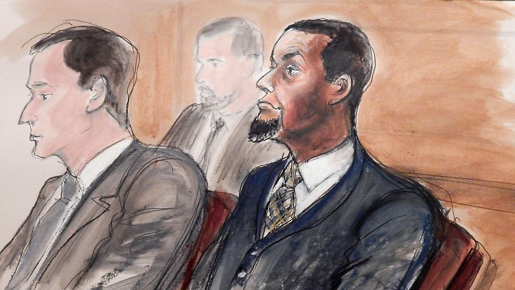Terror-Sympathisant ja - aber auch Terrorist in spe? Zeichnung von Tairod Pugh im Gerichtssaal.