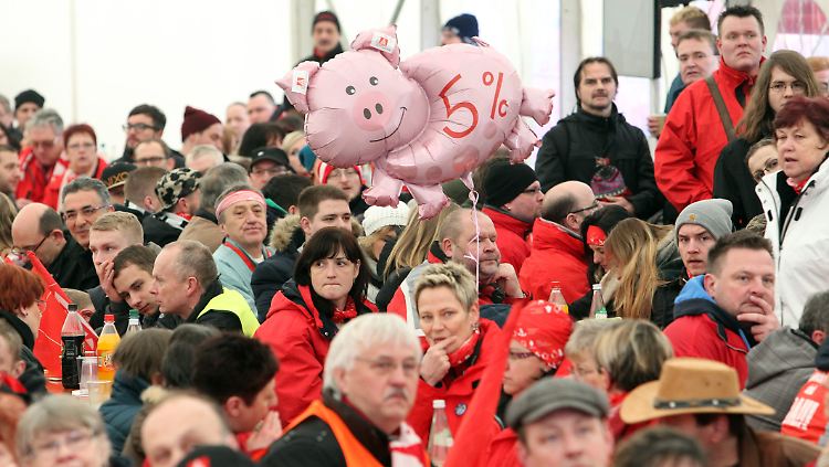 "Fünf Prozent mehr": Die Gewerkschaft will an dieser Forderung festhalten.