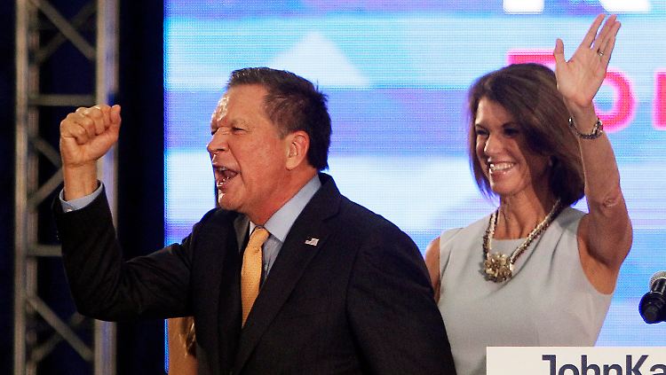 Geschafft! John Kasich erlebt den Höhepunkt seines Wahlkampfs.