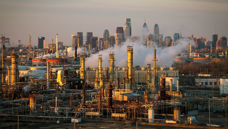Umringt von Highways und Industriegebieten: Blick auf die Bürotürme von Philadelphia.
