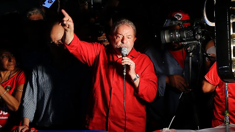 Lula bei seiner Rede am Freitag in Sao Paulo.