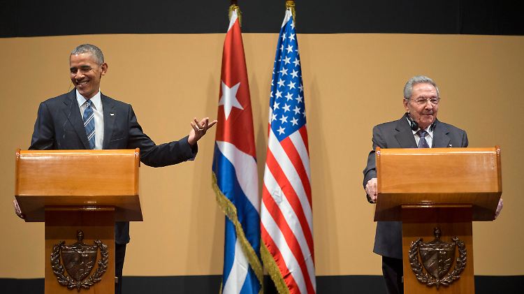 Barack Obama und Raúl Castro nach ihrem Gespräch in Havanna.