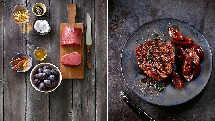 Eines dieser wahnsinnig leckeren Rezepte von Angelo Menta: Rinderfilet mit gerösteten Cognacpflaumen.