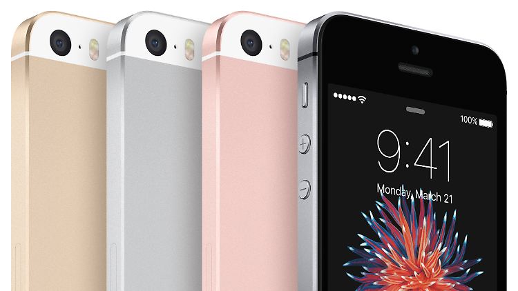 Das iPhone SE in allen vier Farbvarianten. 