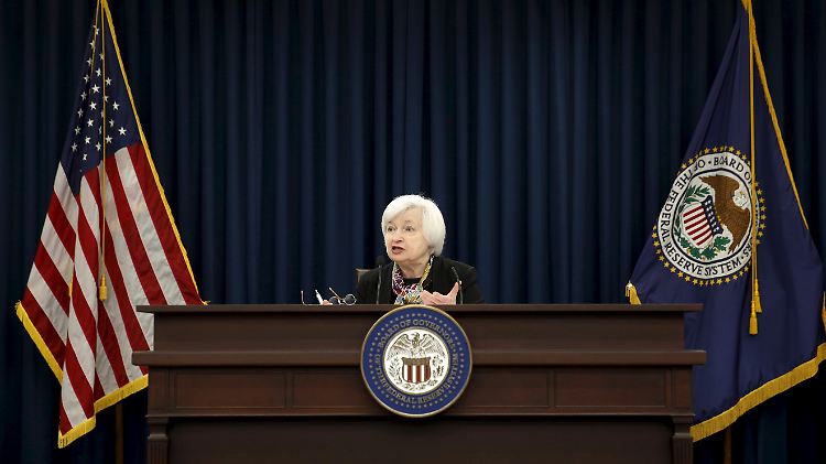 Mit nur einer Gegenstimme: Fed-Chefin Janet Yellen, hier bei einer Pressekonferenz nach der Zinssitzung im März.