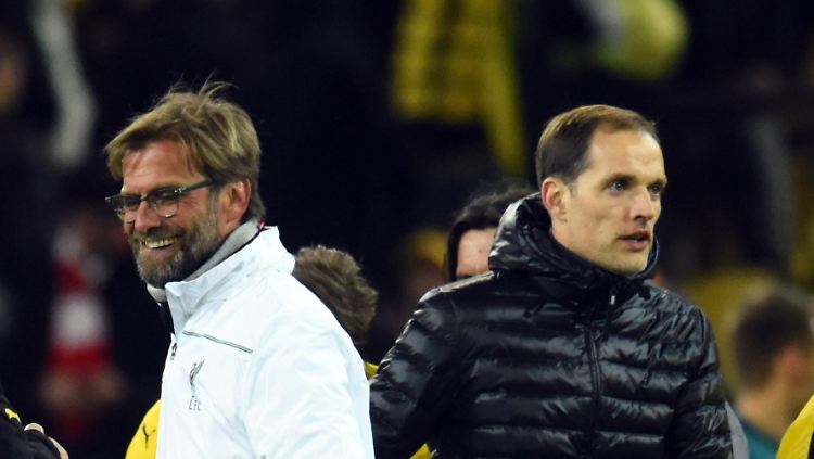 Klopp lacht, Tuchel nicht - das Bild erklärt den Spielverlauf sehr gut.