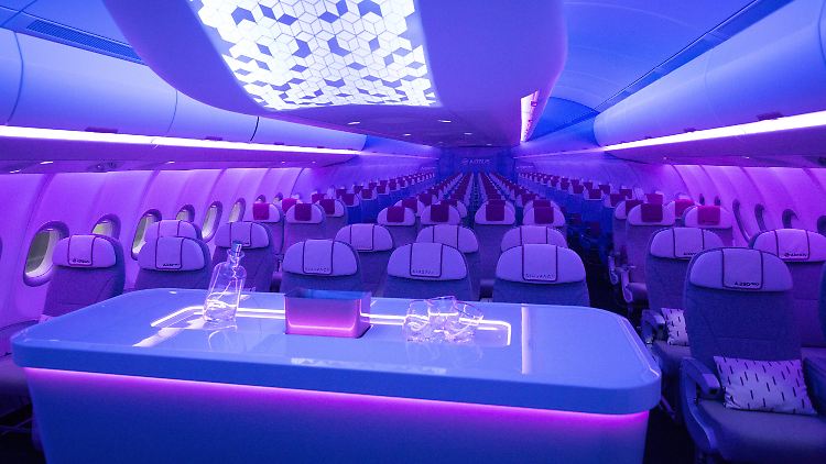 Modell einer Kabine des neuen Airbus A330neo.