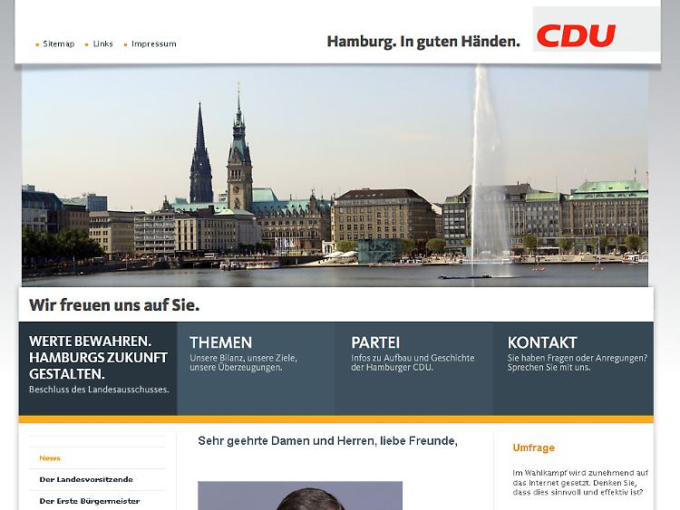 Die Internetseite der Hamburger CDU. (Screenshot)
