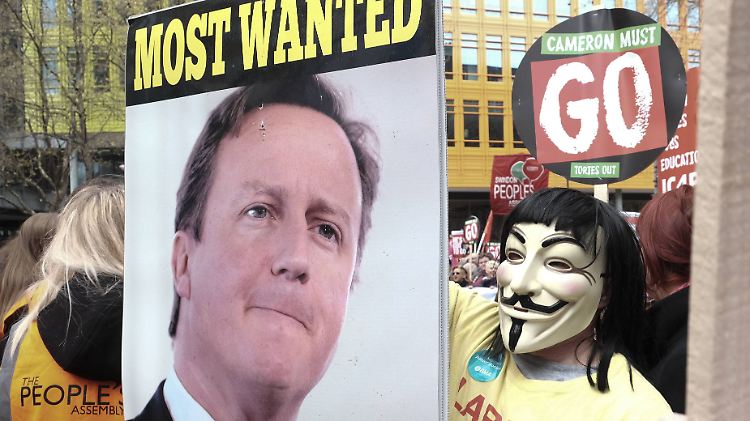 Nicht gerade auf dem Höhepunkt seiner Popularität: Eine Demonstration gegen Cameron am Wochenende in London.