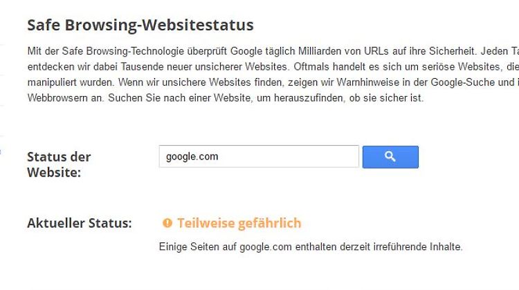 Die Warnungen werden automatisch erstellt, Google warnt nicht absichtlich vor google.com.