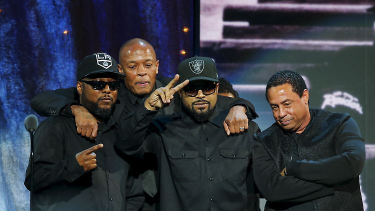 MC Ren, Dr. Dre, Ice Cube und DJ Yella von N.W.A.