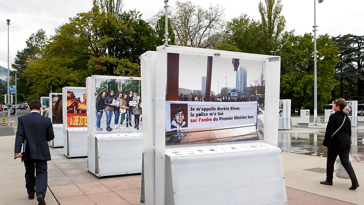 Die Ausstellung ist auf dem Platz der Nationen in Genf zu sehen.
