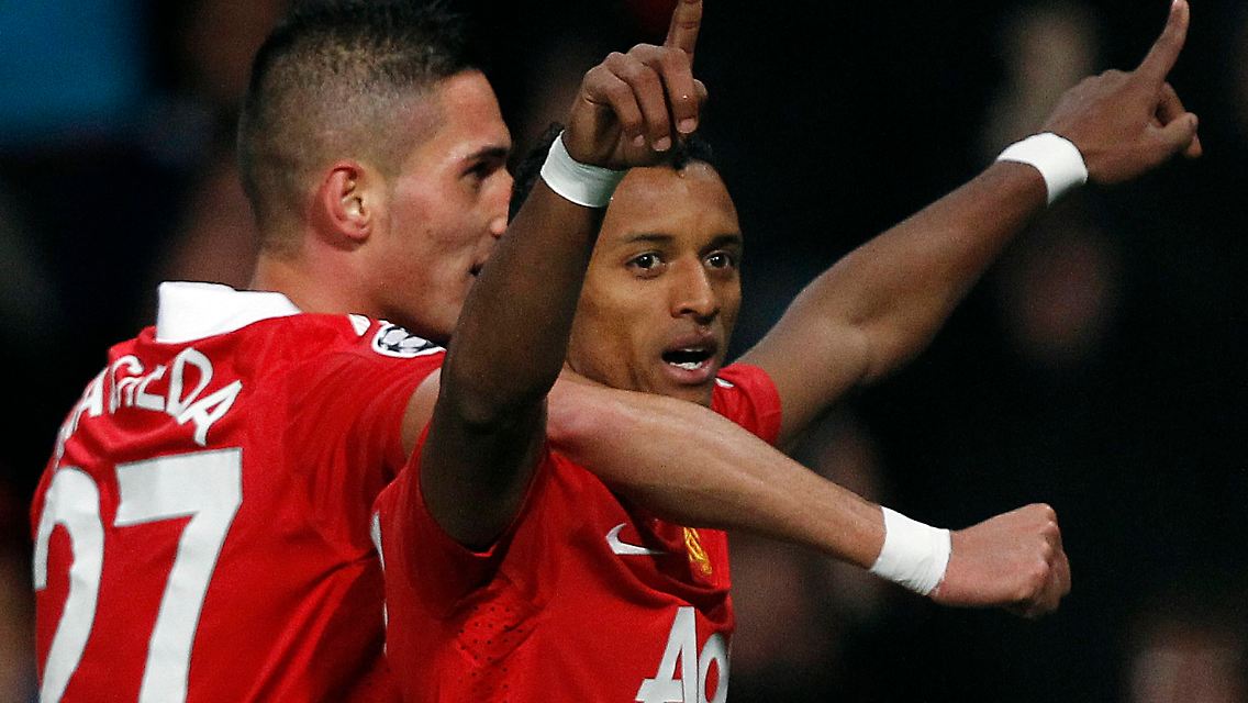 Tor im Old Trafford: Manchesters Nani jubelt.